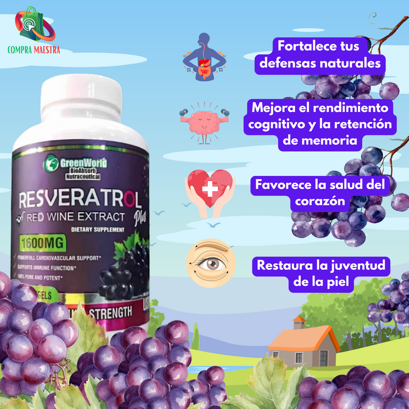 RESVERATROL (ANTIENVEJECIMIENTO) X100 softgels Green world