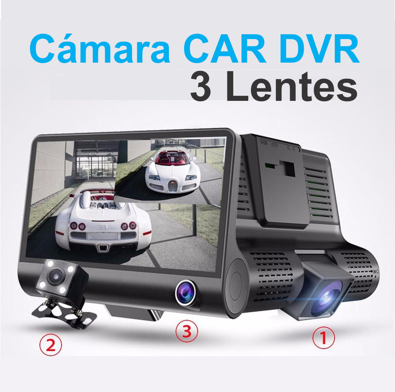 Camara Para Carro 3 Lentes DVR 1080p Full Hd Dash Cam 3 En 1