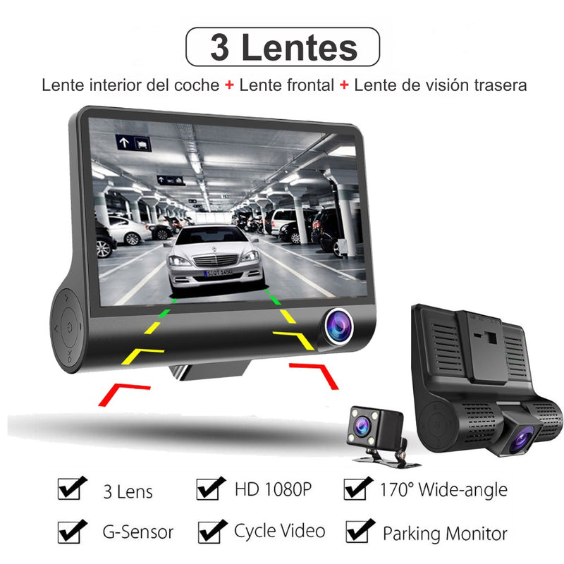 Camara Para Carro 3 Lentes DVR 1080p Full Hd Dash Cam 3 En 1